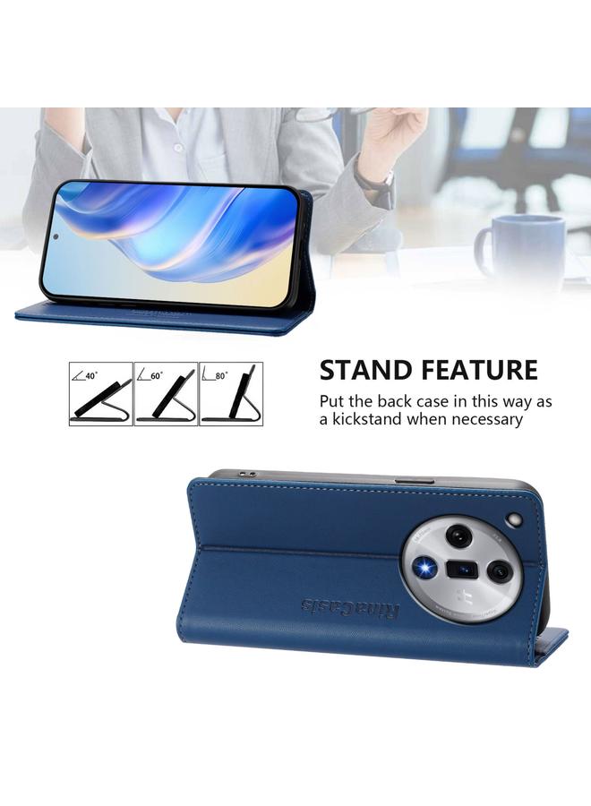 S-TOP Case For OPPO Find X7 RC01 Dual-Folded Magnetic Suction RFID Leather Phone Case - Image 4