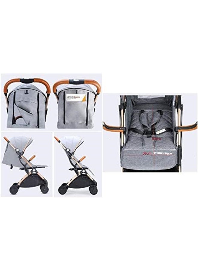Portable Lightweight Baby Stroller, Airplane Travel Approved, Compact Fold Travel Pushchair with Adjustable Canopy – Black & Grey - Image 3