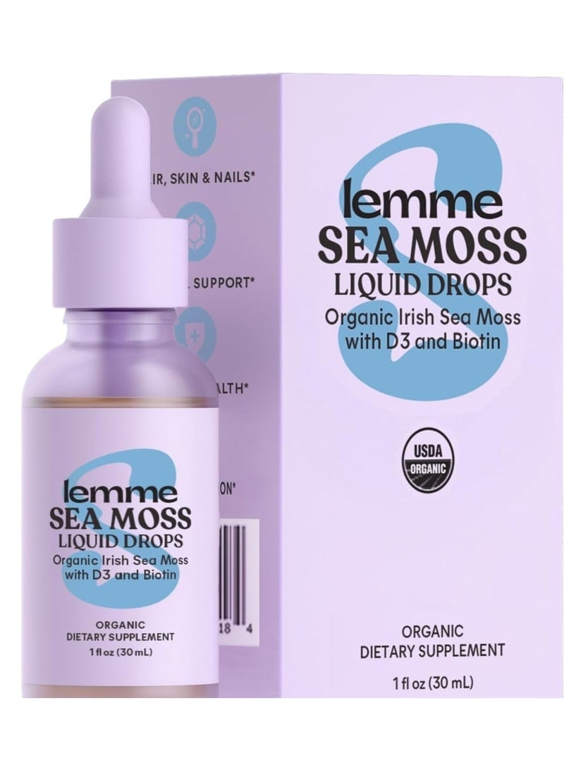 Lemme Organic Irish Sea Moss Liquid Drops D3 & Biotin Supplement 1 oz - Image 1