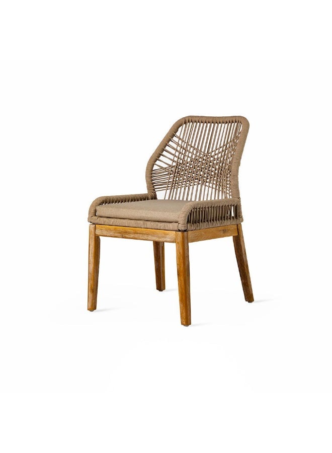 Home auraa Acacia Wood Outdoor Dining Chair Set of 2 | Rope Woven Patio Chair with Cushioned Seat | Weather-Resistant Garden & Balcony Chair | 87 x 61 x 55 CM - Image 3