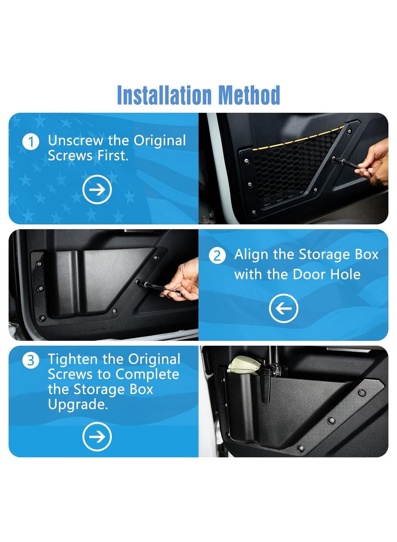 Bronco Door Storage Organizer Pockets for 2021-2024 Ford Bronco - 2PCS Cup Holder Side Insert Accessory for 2/4-Door Models (Not Compatible with Bronco Sport) - Image 4