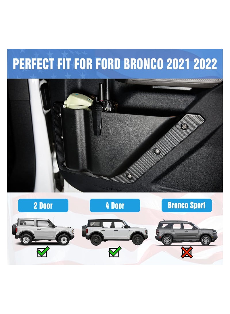 Bronco Door Storage Organizer Pockets for 2021-2024 Ford Bronco - 2PCS Cup Holder Side Insert Accessory for 2/4-Door Models (Not Compatible with Bronco Sport) - Image 5