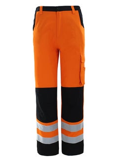 Zuolaya High Visibility Bright Orange Safety Work Pant with Multiple Pockets Construction Work Reflective Pants Orange/Black 3XL  - Image 1