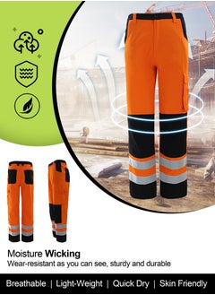 Zuolaya High Visibility Bright Orange Safety Work Pant with Multiple Pockets Construction Work Reflective Pants Orange/Black 3XL  - Image 5