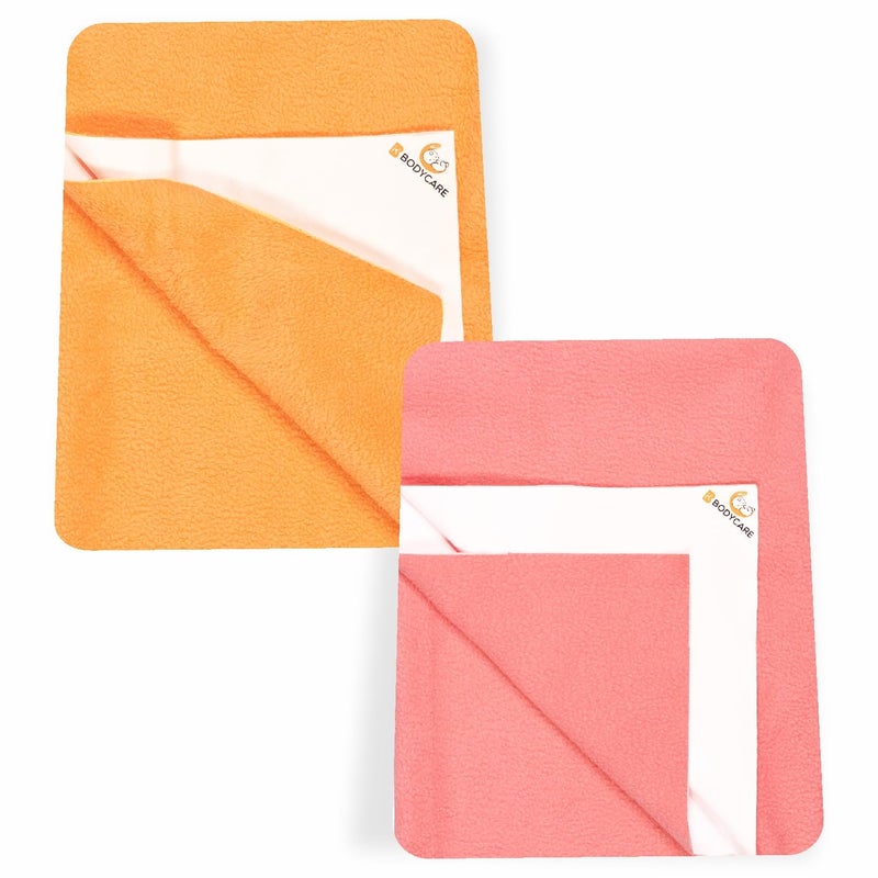 Bodycare Baby Dry Sheet Waterproof Bed Protector | Extra Absorbent | Anti - Bacterial & Odour Free Washable Gifts Pack, PACK of 2 Coral Candy & Peach 70 X 100 CM - Image 1