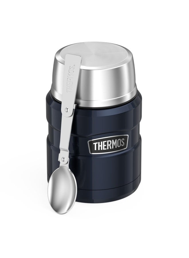 THERMOS THERMOS Stainless King VacuumInsulated Food Jar with Spoon 16 Ounce Midnight Blue  - Image 2