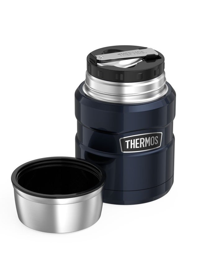 THERMOS THERMOS Stainless King VacuumInsulated Food Jar with Spoon 16 Ounce Midnight Blue  - Image 4