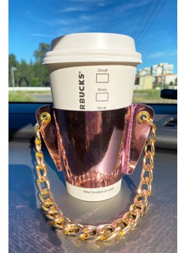 Bahels Women's Rose Chain Coffee Cup Sleeve Leather Cup Holder  - Image 1