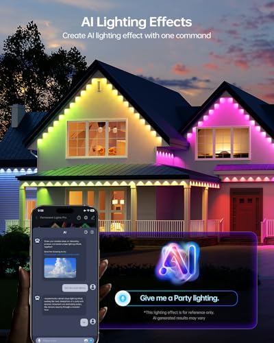 ASAHOM Permanent Outdoor Lights Pro S108B, 100FT with 72 RGBCW LED Lights, 70lm White, WLED Integrated, AI Lighting, 30000 Dynamic Effect, IP67 Waterproof for Holiday Decor and Daily Lighting, Black - Image 4