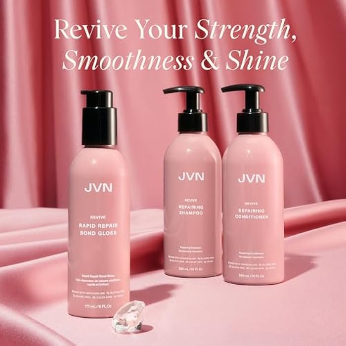 JVN Repair & Shine Essentials Set, Pack of 3, Includes Revive Repairing Shampoo, Conditioner, and Revive Rapid Repair Hair Bond Gloss, Made for Damaged Hair, Silicone-Free, Haircare for Women and Men - Image 2