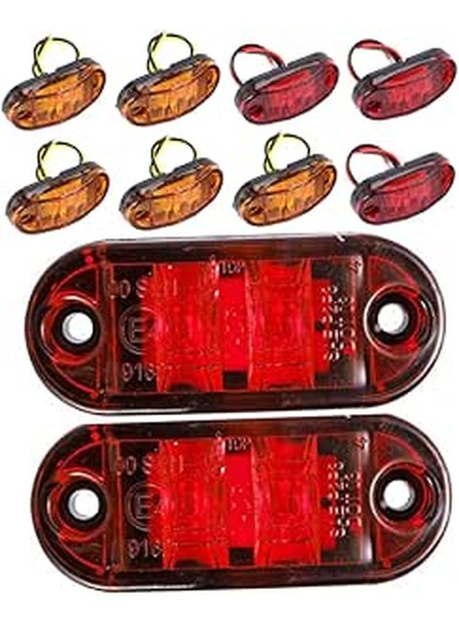 10 Pcs Red LED Truck Side Marker Clearance Lights With 15 Inch Cable For Boat Trailer Pickup RV Camper - Image 1