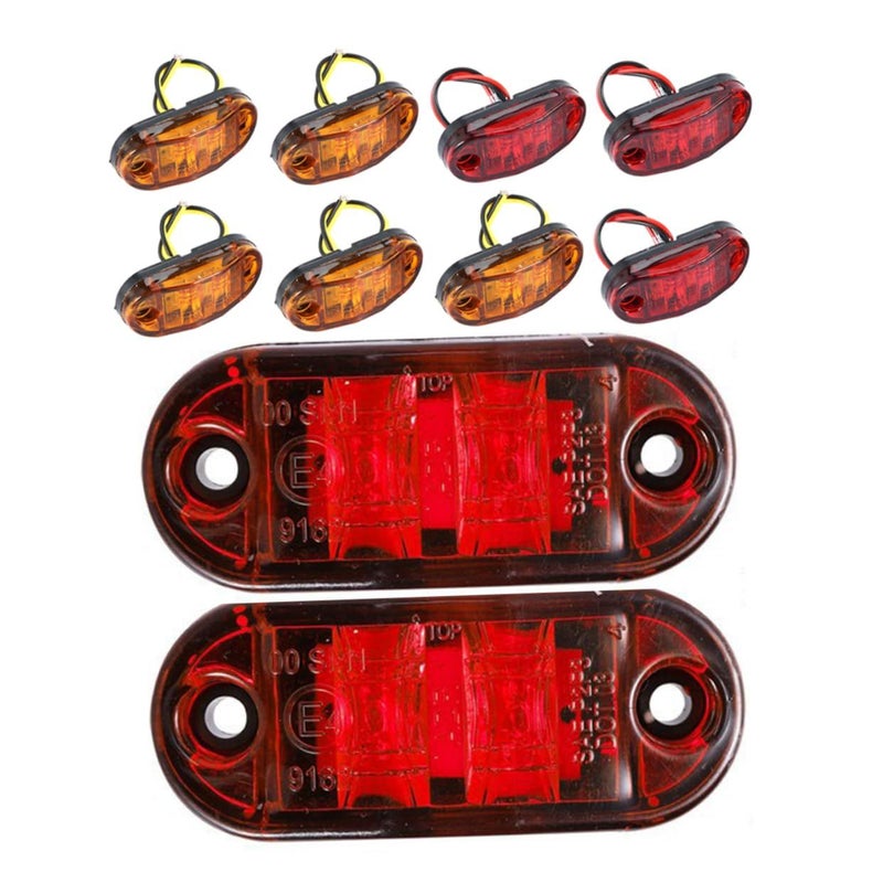 10 Pcs Red LED Truck Side Marker Clearance Lights With 15 Inch Cable For Boat Trailer Pickup RV Camper - Image 2