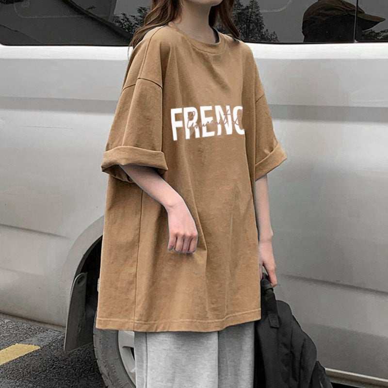 Women's Cotton Printed Short Sleeve T-Shirt, Loose Fit, Casual - Image 1