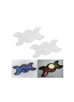 Y&D ResinWorld 2 Pack Triple Moon Tray Molds, Tea Light Holder Phase Resin Star Candle Silicone Mold for Epoxy 