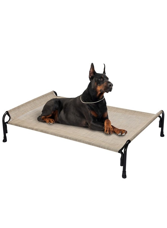 Veehoo Elevated Dog Bed, Outdoor Raised Dog Cots Bed for Large Dogs, Cooling Camping Elevated Pet Bed with Slope Headrest for Indoor and Outdoor, Washable Breathable, X-Large, Beige Coffee, CWC2204  - Image 1