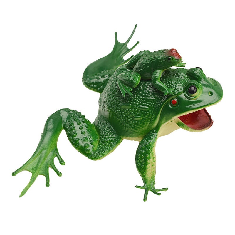 Realistic Frog Figurines: 2-Piece Mother Child Set With Premium Plastic Construction - Realistic Simulation Sound, Lifelike Design for Aquarium Decor, Prank Props, Kids And All Ages - Image 1