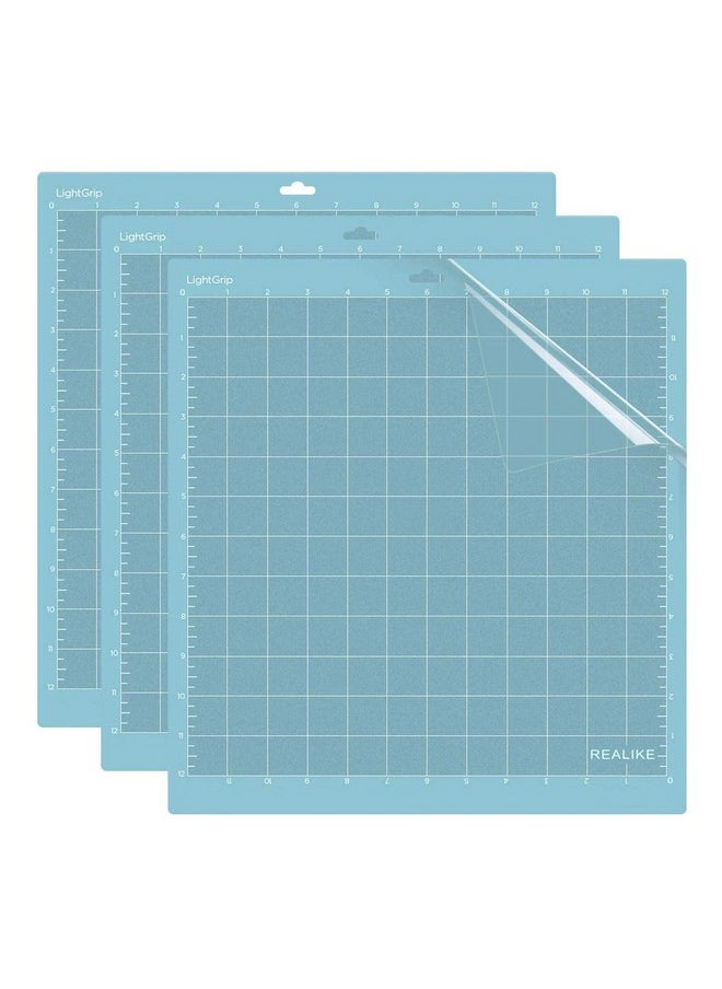 REALIKE - 12X12 Lightgrip Cutting Mat For Cricut Maker 3/Maker/Explore 3/Air 2/Air/One(3 Mats) Gridded Adhesive Non Slip Cut Mat For Crafts Quilting Sewing And All Arts - Image 1