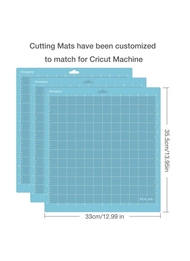 REALIKE - 12X12 Lightgrip Cutting Mat For Cricut Maker 3/Maker/Explore 3/Air 2/Air/One(3 Mats) Gridded Adhesive Non Slip Cut Mat For Crafts Quilting Sewing And All Arts - Image 1