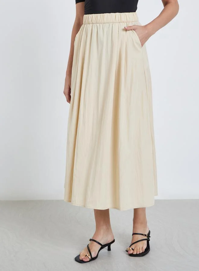 ستايلي تنورة طويلة بخصر مطاطي