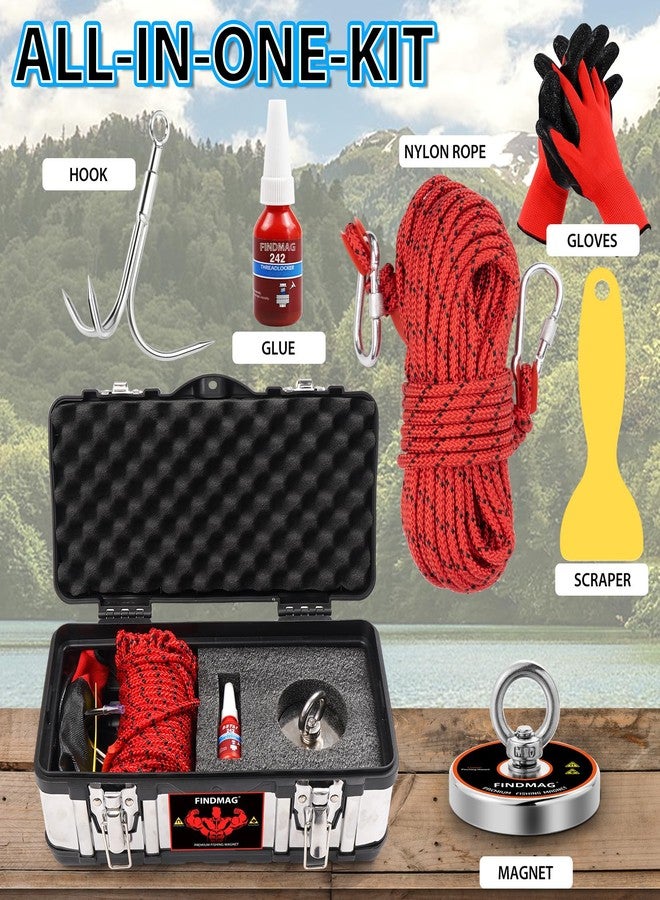 FINDMAG Magnet Fishing Kit, Strong Magnet for Fishing Case, 700 lbs Pulling Force Fishing Magnets for Retrieving Items in River, Lake, Beach, Lawn, 2.95" Diameter - Image 2