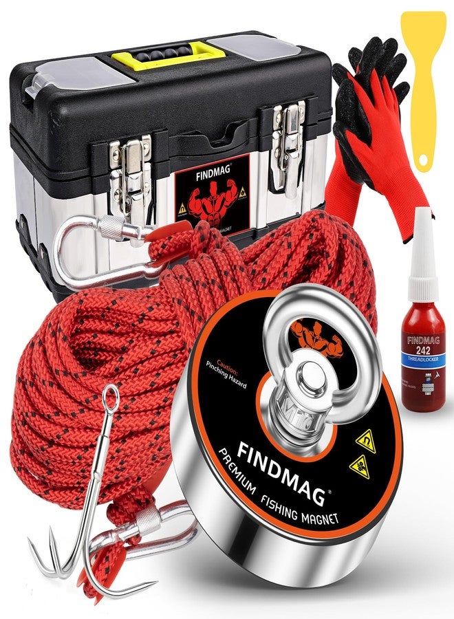 FINDMAG Magnet Fishing Kit, Strong Magnet for Fishing Case, 700 lbs Pulling Force Fishing Magnets for Retrieving Items in River, Lake, Beach, Lawn, 2.95" Diameter - Image 1