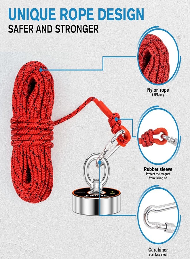FINDMAG Magnet Fishing Kit, Strong Magnet for Fishing Case, 700 lbs Pulling Force Fishing Magnets for Retrieving Items in River, Lake, Beach, Lawn, 2.95" Diameter - Image 4