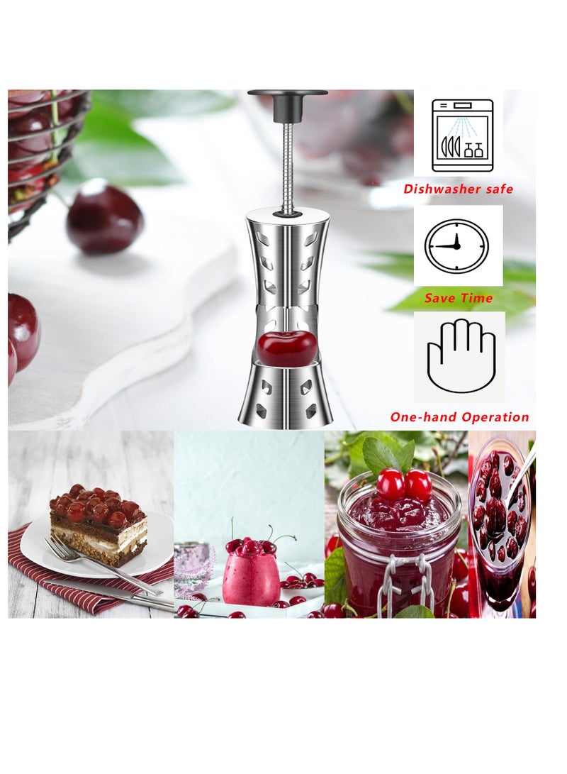 Excefore Cherry Pitter Tool, 304 Stainless Steel Pitting Tool, Portable Cherries Corer Stoner Seed Tool, Cherry Seed Remover Kitchen Tool, Multi Function Cherries Remover Tool, Press Type, Black Silver - Image 4