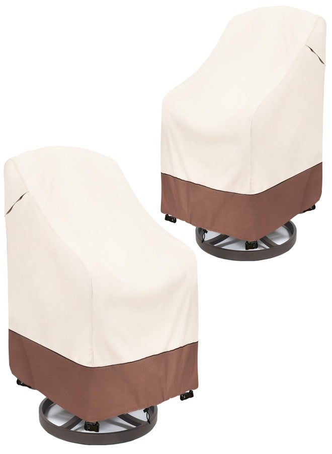 okcool Outdoor Swivel Chair Cover 2 Pack,Outdoor Furniture Patio Chair Covers Waterproof Clearance,(30" W x 34" D x 38.5" H) Outdoor Lawn Patio Furniture Covers,Beige & Brown - Image 1
