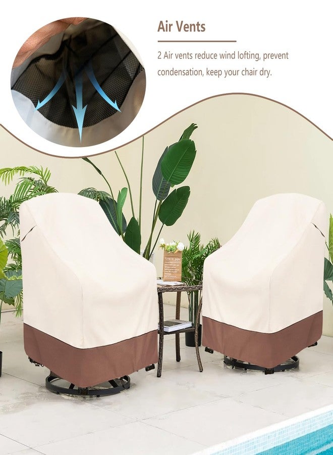 okcool Outdoor Swivel Chair Cover 2 Pack,Outdoor Furniture Patio Chair Covers Waterproof Clearance,(30" W x 34" D x 38.5" H) Outdoor Lawn Patio Furniture Covers,Beige & Brown - Image 4