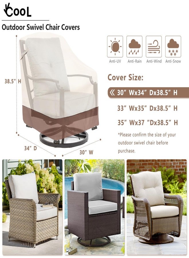 okcool Outdoor Swivel Chair Cover 2 Pack,Outdoor Furniture Patio Chair Covers Waterproof Clearance,(30" W x 34" D x 38.5" H) Outdoor Lawn Patio Furniture Covers,Beige & Brown - Image 2