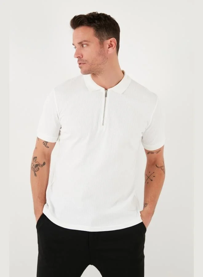 Buratti  Buratti Cotton Regular Fit Zippered Polo Collar T Shirt Men's Polo Collar T-Shirt 5902738 for Men | Best Price UAE
