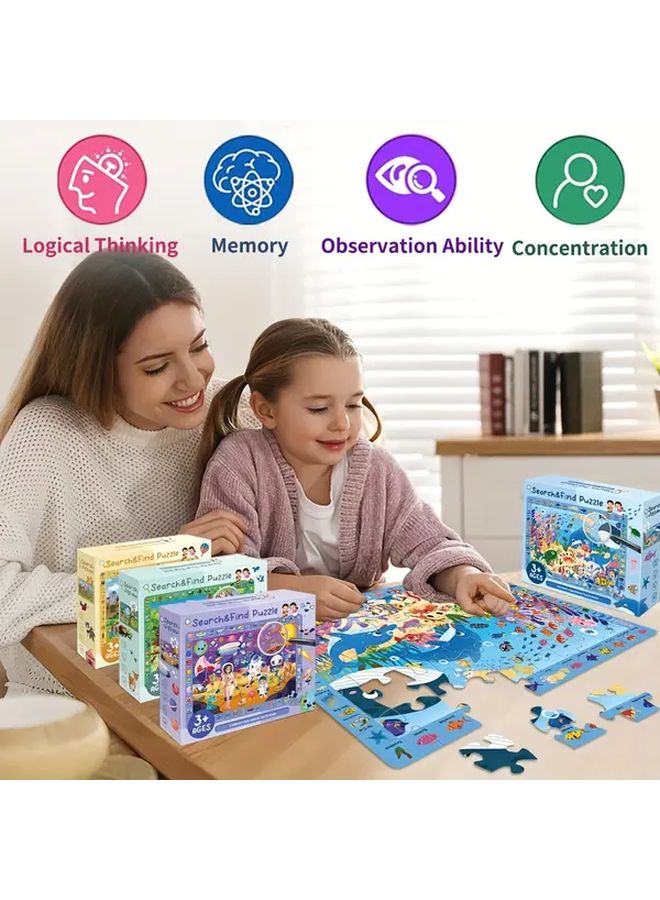 4 علب 60 قطعة لغز البحث والعثور على الحيوانات لعبة تعليمية هدية للأولاد والبنات من عمر 4 إلى 6 سنوات - Image 4