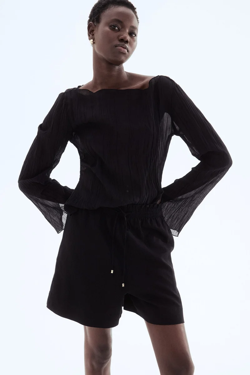 H&M Linen-blend drawstring shorts