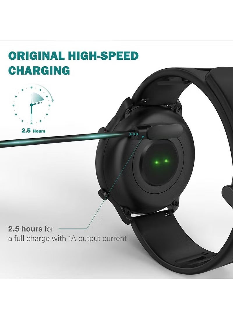 Golau - Magnetic Charger Cable Compatible with Haylou Solar LS05/LS05S,YAMAY SW022, AGPTEK LW11, Ticwatch GTX,USB 2 Pins 4mm 0.16inch Charging Cable 60cm 1.96ft - Image 1