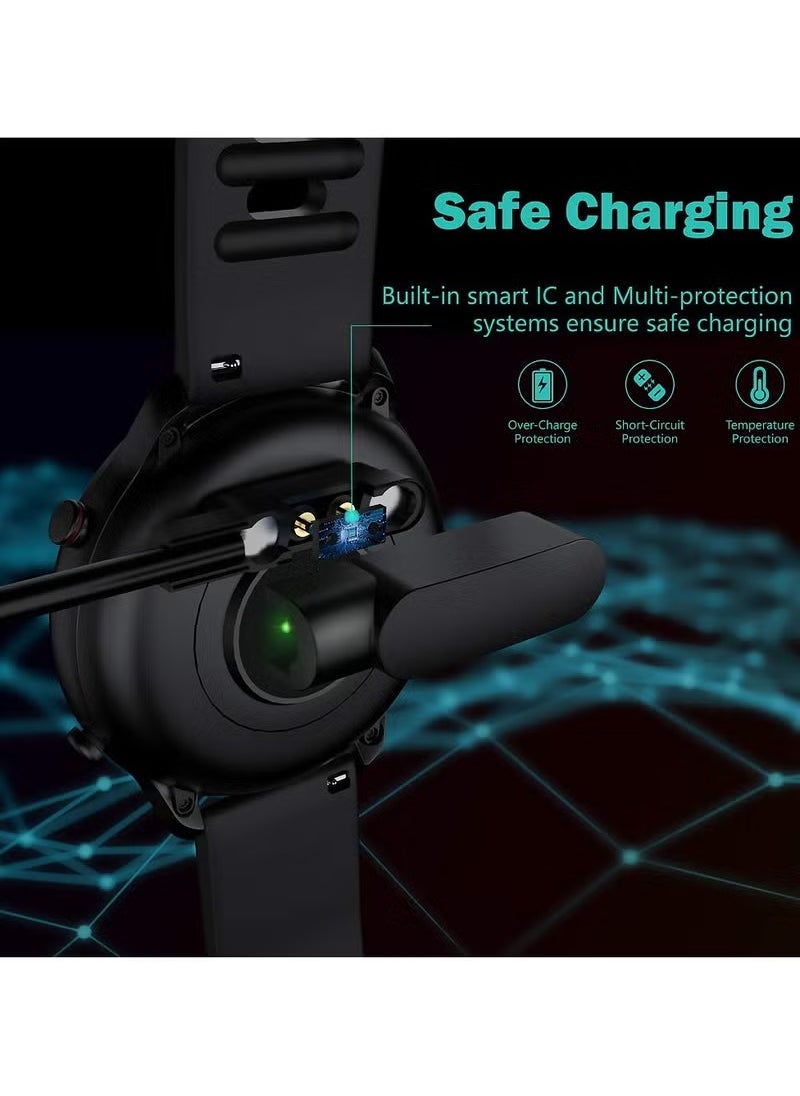 Golau - Magnetic Charger Cable Compatible with Haylou Solar LS05/LS05S,YAMAY SW022, AGPTEK LW11, Ticwatch GTX,USB 2 Pins 4mm 0.16inch Charging Cable 60cm 1.96ft - Image 1