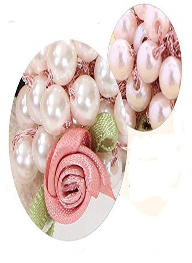 Suoirblss 4Pcs Fashion Women Imitation Pearl Elastic Hair Ties Beaded Hair Band Rope Scrunchie Ponytail Holder Hair Accessories (B)  - Image 4