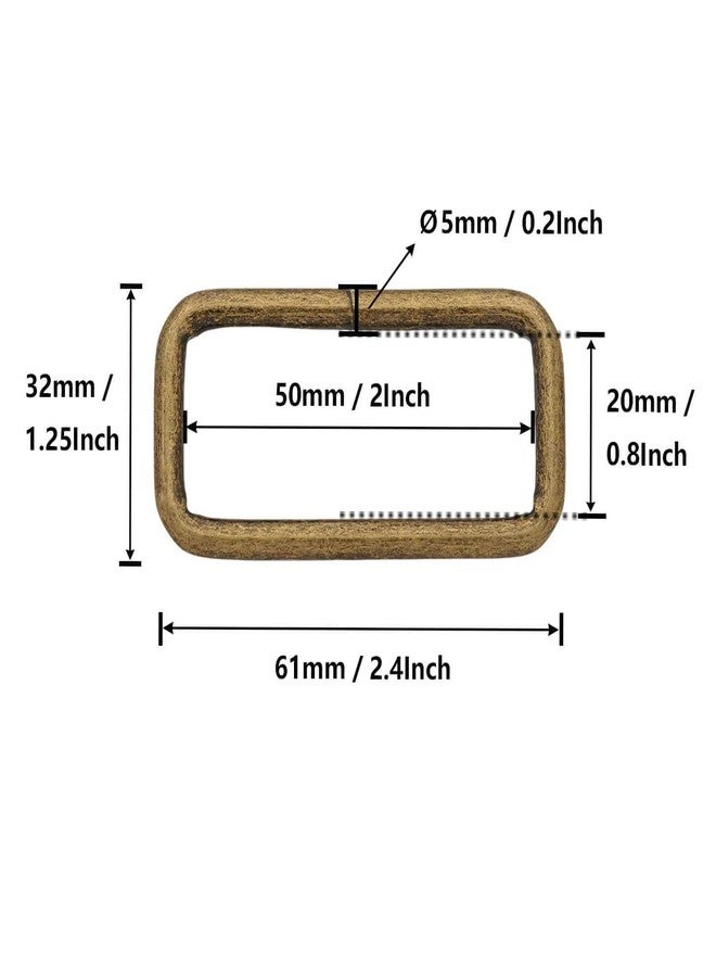 BIKICOCO Metal Rectangle Ring Buckles Square Strap Webbing Belt Rings for Bag Purse Non Welded 2 x 3/4 Inch, Bronze, Pack of 10 - Image 2