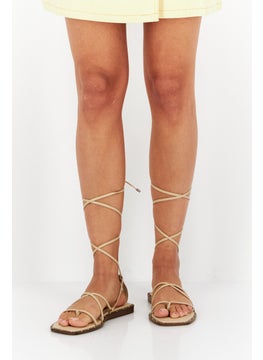 Bar III Women Medium Nazrinep Lace Up Flats, Tan  - Image 1