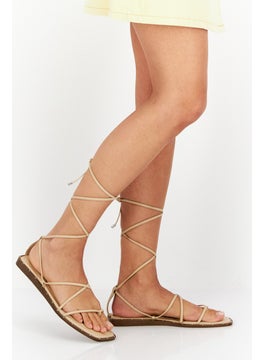 Bar III Women Medium Nazrinep Lace Up Flats, Tan  - Image 2