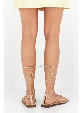 Bar III Women Medium Nazrinep Lace Up Flats, Tan  - Image 3