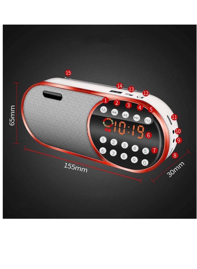 Portable Mini FM Radio Bluetooth Wireless Speaker with USB, TF, LED Clock, Flashlight, and MP3 Player Support for 3.5mm Headphones - Image 3