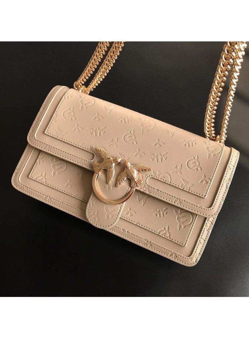 PINKO حقيبة كتف متقاطعة مزخرفة بلون موحد من بينكو 21*11*7 سم - Image 3