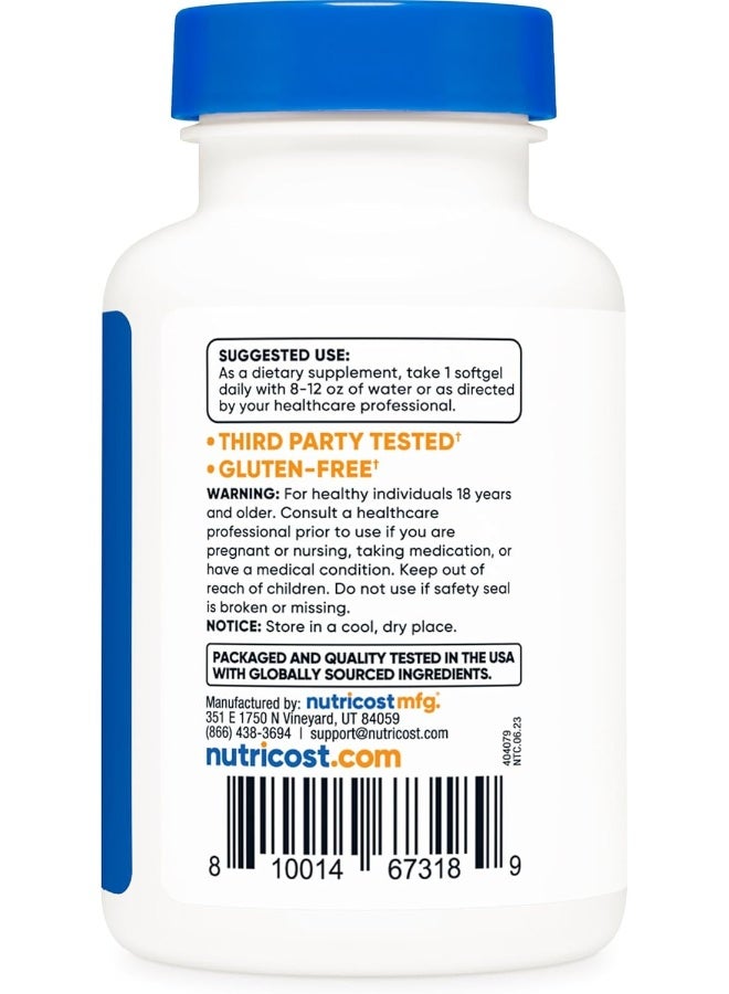 Nutricost نوتريكوست أستازانتين 4 ملغ، 120 كبسولة لينة - خالية من الغلوتين وغير معدلة وراثيًا - Image 4