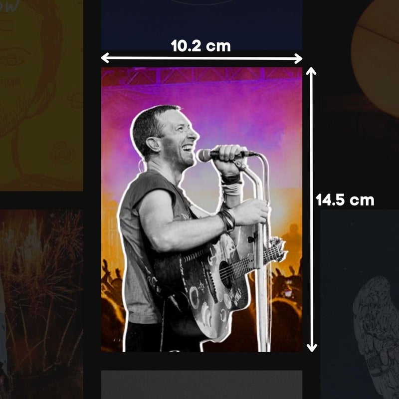 auraposter Coldplay Poster (Set of 40) | Coldplay Band Mini Posters (15 x10 cm) | Mini Posters of Coldplay's songs for Wall, Bedroom, Living room | Coldplay Songs Poster| Glue Dots Included - Image 3