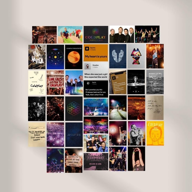 auraposter Coldplay Poster (Set of 40) | Coldplay Band Mini Posters (15 x10 cm) | Mini Posters of Coldplay's songs for Wall, Bedroom, Living room | Coldplay Songs Poster| Glue Dots Included - Image 2