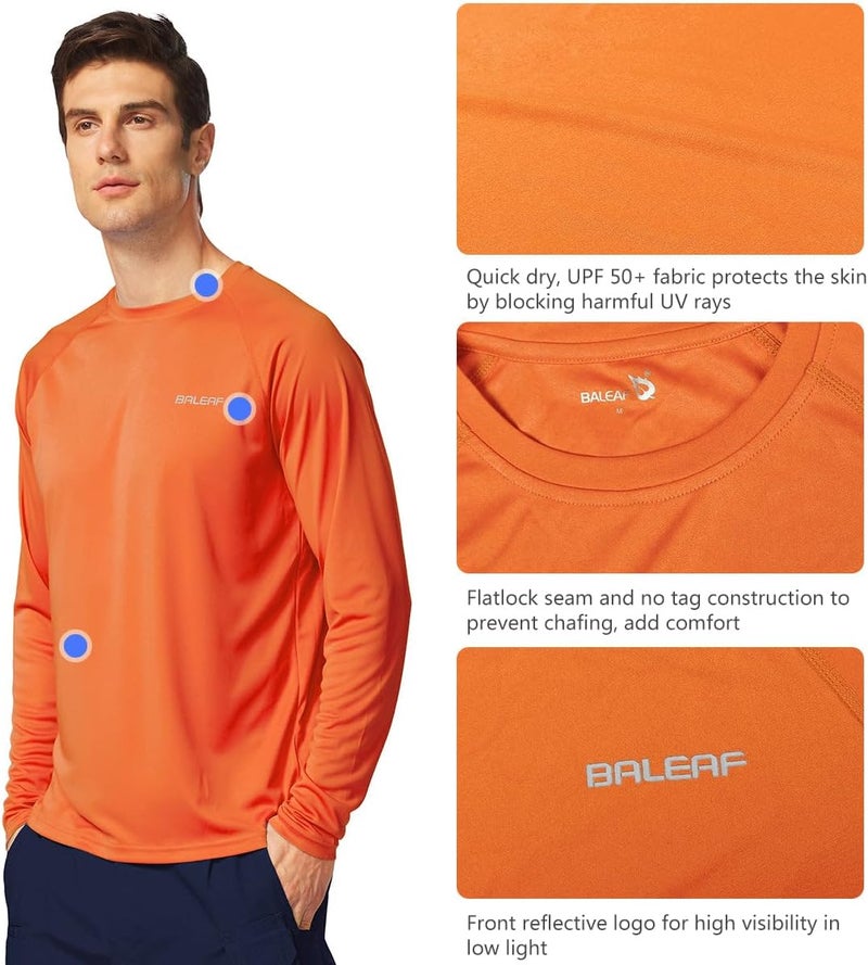 Baleaf Men's Sun Protection Shirts UV SPF UPF 50+ Long Sleeve Rash Guard Fishing Running Quick Dry Lightweight - Image 3