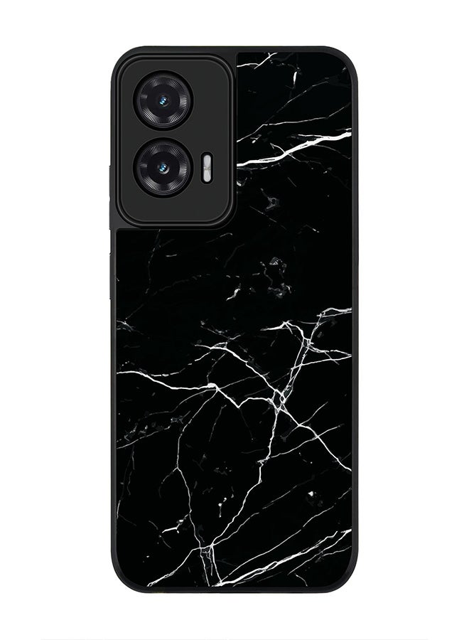 Stylizedd غطاء لموتورولا موتو G35، حماية كاميرا نحيفة، غطاء هاتف مضاد للصدمات - طباعة رخامية سوداء