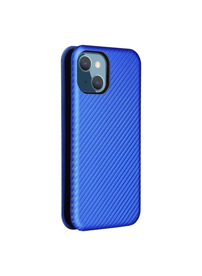 اس-توب جراب لهاتف iPhone 13 mini مصنوع من ألياف الكربون مع قلاب أفقي من مادة TPU + PC + جلد PU مع فتحة للبطاقات - Image 3