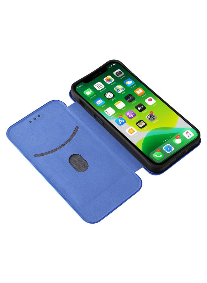 اس-توب جراب لهاتف iPhone 13 mini مصنوع من ألياف الكربون مع قلاب أفقي من مادة TPU + PC + جلد PU مع فتحة للبطاقات - Image 5