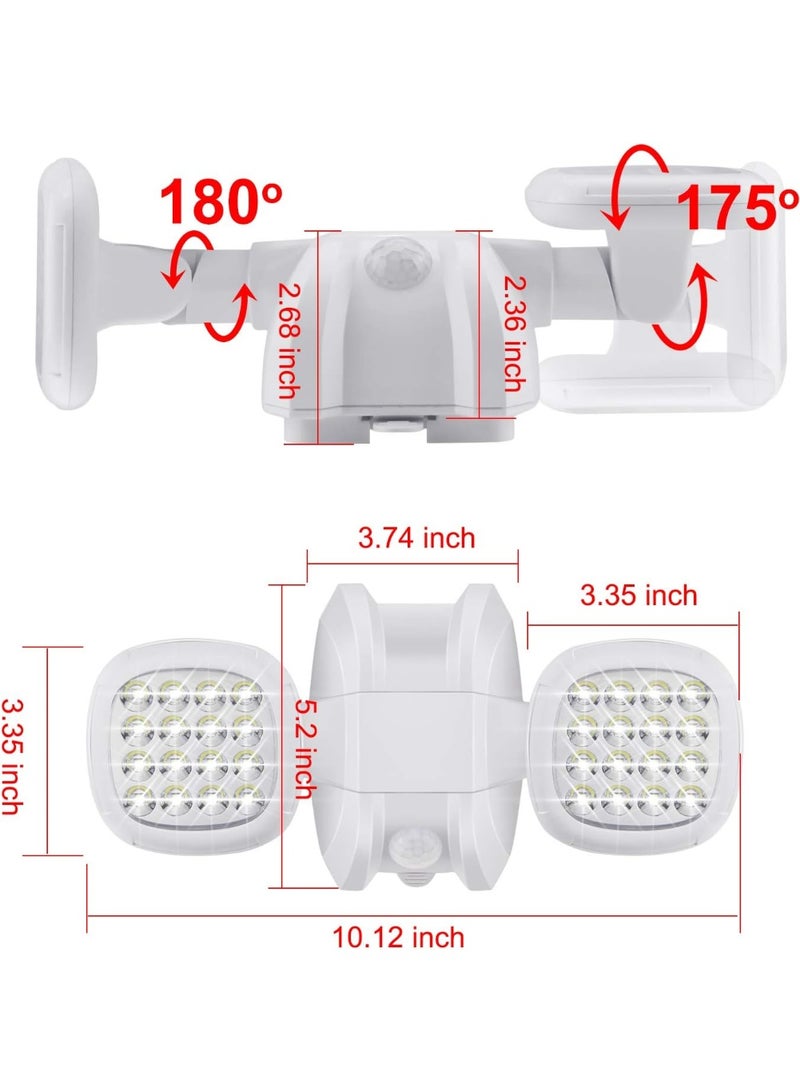 HONWELL Motion Sensor Light Outdoor Battery Powered Outside Security Flood Light Cordless IP65 Waterproof 32 LED Dual Head Spotlights, Motion Detector Lights for House Garage Porch Garden Shed - Image 4